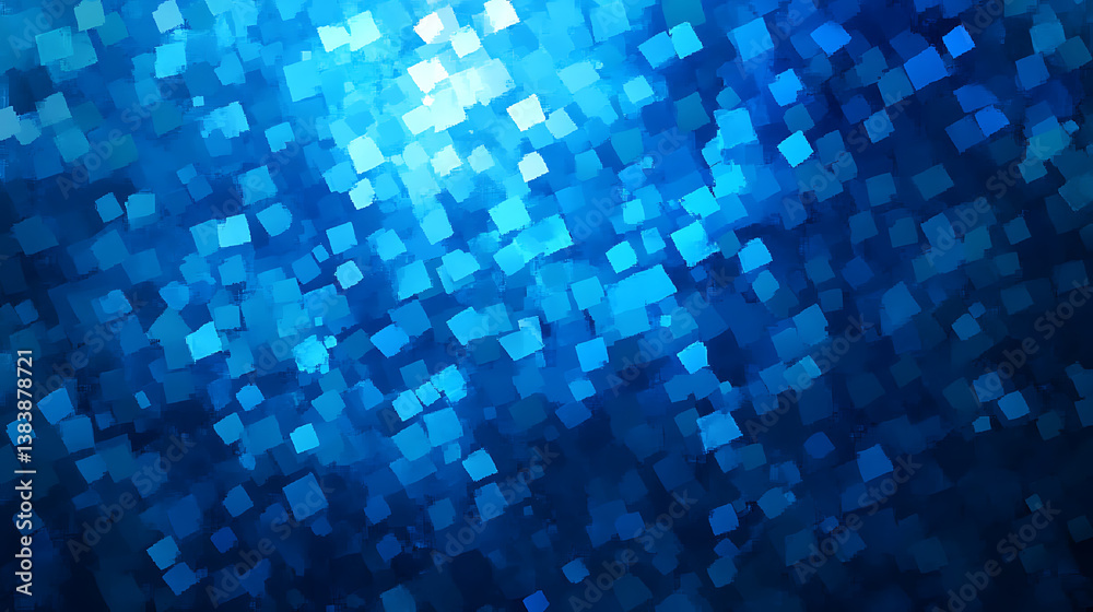 Poster blue starry sky background with pixel art stars and squares simple geometric space grid pattern for 