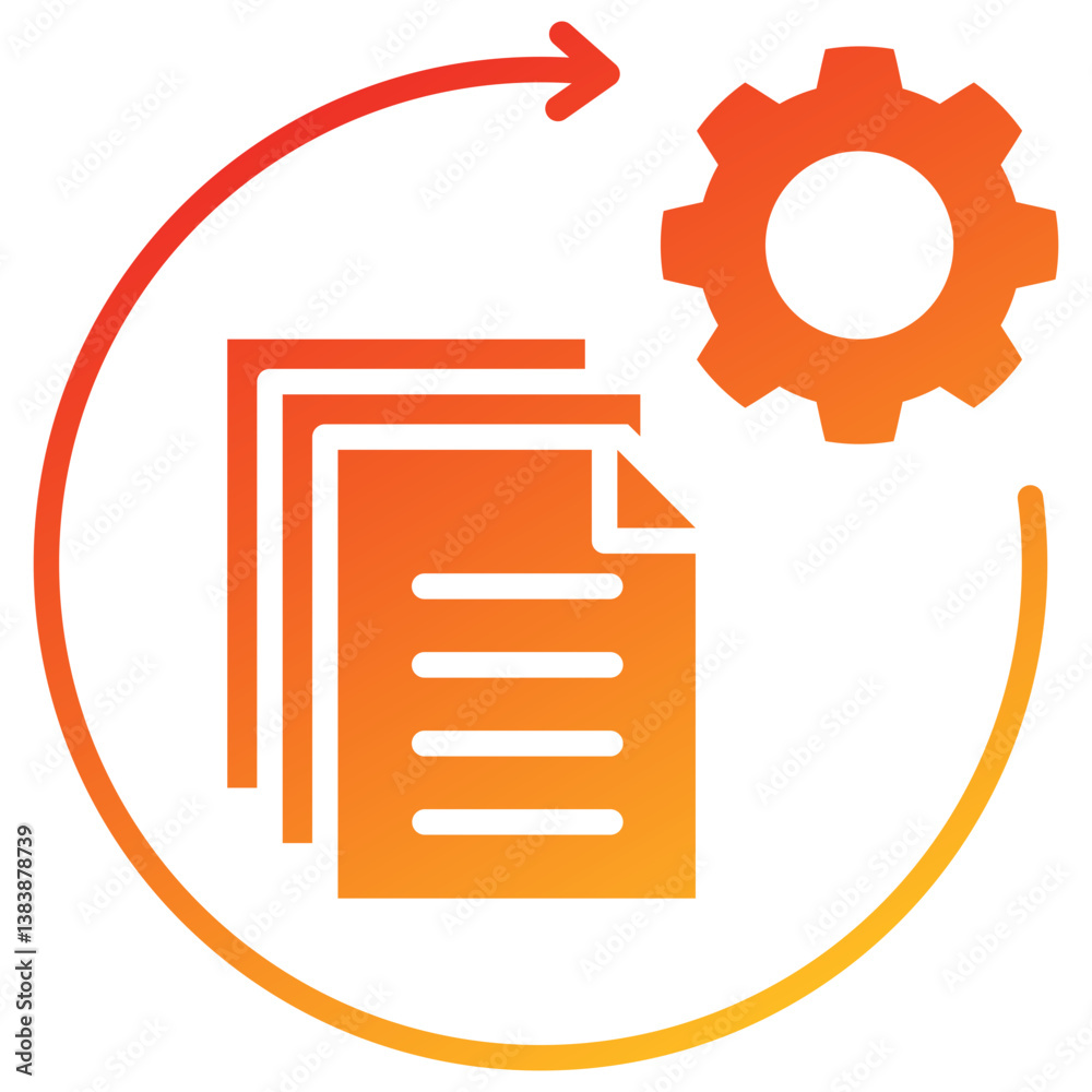 Poster batch processing glyph gradient icon