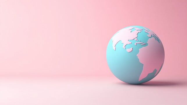 Pastel-colored globe on pink background. (1)