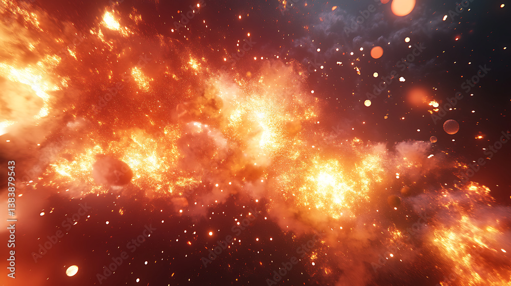 Poster bomb explosion, magical explosions, comet planets, boom effects of game light flashes or energy expl