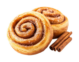 Fototapeta premium Delicious cinnamon rolls bakery food cozy isolated on transparent background, png