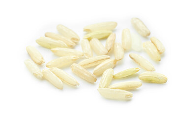 Fresh raw brown rice isolated on white