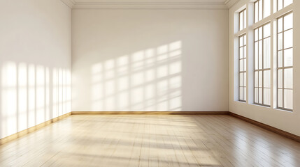 Obraz premium Bright empty living room interior with blank white wall