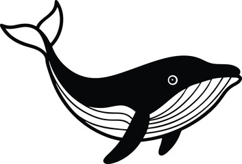 Blue Whale Line art Design with white background