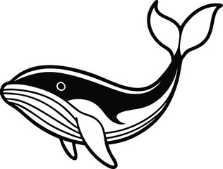 Blue Whale Line art Design with white background