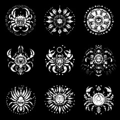 Collection of Crabs mandala vector design, Crabs illustration art