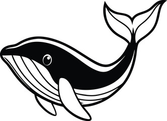 Blue Whale Line art Design with white background