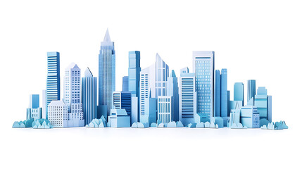 Obraz premium Cityscape illustration made of paper in origami style isolated on white background