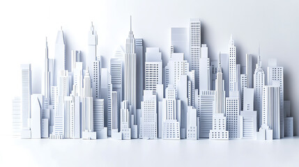 Naklejka premium Cityscape illustration made of paper in origami style isolated on white background