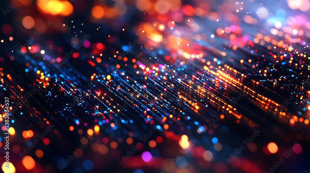Poster close-up photo of night cityscape symbolizing fast network and connection technology