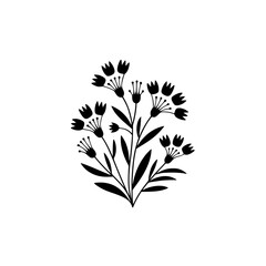 Minimalist Black Floral Illustration on White Background