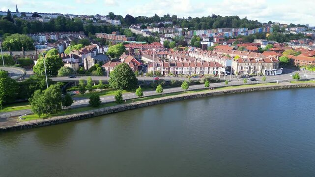 Cumberland Basin Central Bristol City of Southwest of England, Great Britain. High Angle Footage Was Captured with Drone's Camera from Medium High Altitude on May 26th, 2024.