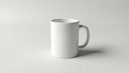 Obraz premium High-Resolution White Mug Mockup on Solid Background – Realistic 3D Lighting for Custom Design and Branding Presentation