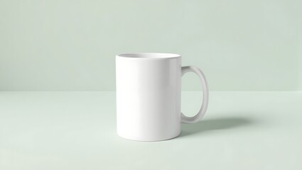 Obraz premium High-Resolution White Mug Mockup on Solid Background – Realistic 3D Lighting for Custom Design and Branding Presentation