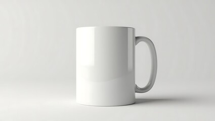 Obraz premium High-Resolution White Mug Mockup on Solid Background – Realistic 3D Lighting for Custom Design and Branding Presentation