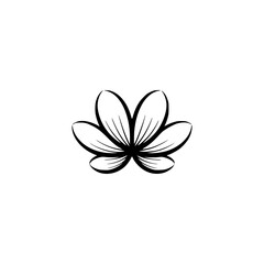 Elegant Black and White Floral Illustration with Shadow on White Background