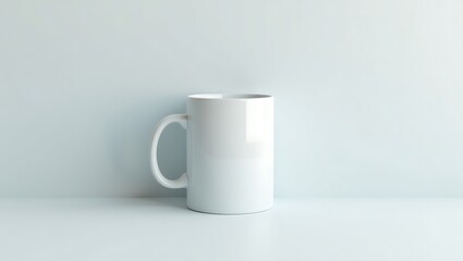 High-Resolution White Mug Mockup on Solid Background – Realistic 3D Lighting for Custom Design and Branding Presentation