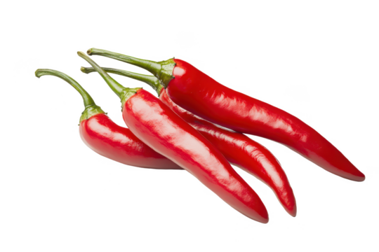 Glossy Red Chili Peppers With Vibrant Color And Curved Shape Transparent Background
