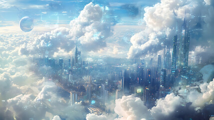 Cloud computing with multiple networks and digital devices on top of a city