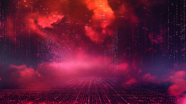Cloud computing technology concept on binary code background with empty place