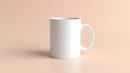 Obraz premium High-Resolution White Mug Mockup on Solid Background – Realistic 3D Lighting for Custom Design and Branding Presentation