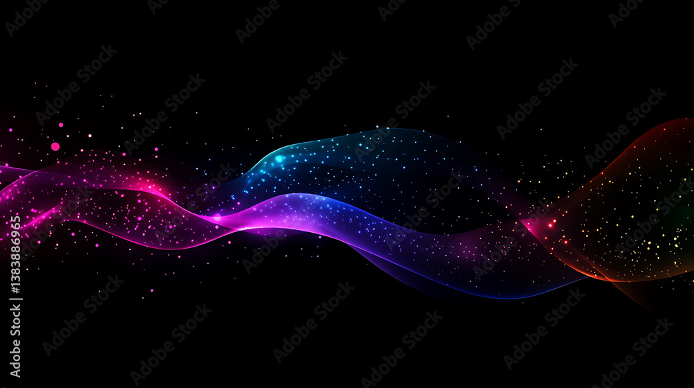 Aufkleber colorful lines connecting dots on a black background, with a simple and minimalistic design featurin