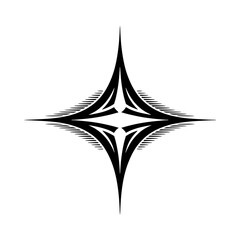 Fototapeta premium Geometric Starburst Design with Shadow, Black & White Minimalist Vector