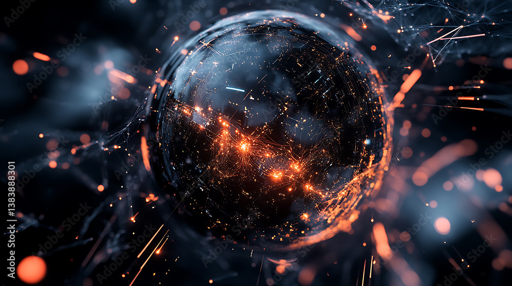 Poster connected technology sphere abstract background