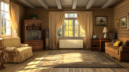 Country interior design of modern living room, home