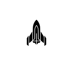 Sleek Black Space Shuttle Logo Design on White Background