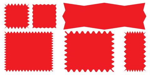 Vertical rectangular contour frames with zigzag and scallop edges set. Outline rectangular text boxes and stories templates.