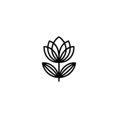 Minimalist Floral Line Art: Elegant Black Flower Logo Design