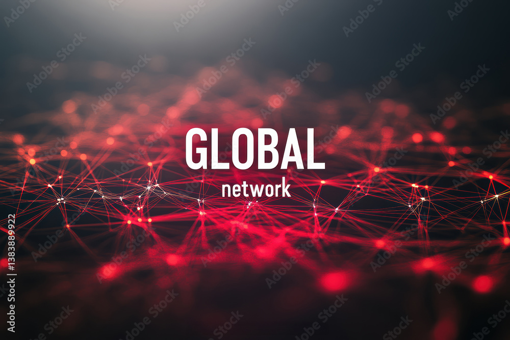 Poster visual representation of global network connections with intricate lines and nodes