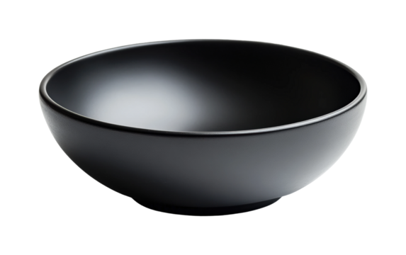 Elegant black bowl display kitchen product isolated on transparent background, png