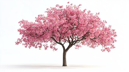 Beautiful Pink Cherry Blossom Tree Spring Floral Nature Isolated Background Botanical Illustration Pink Flowers Blooming Tree Japanese Cherry Tree    