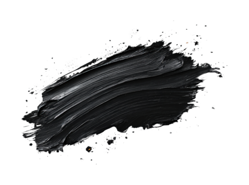 Dynamic black brush stroke digital creation abstract isolated on transparent background, png - Powered by Adobe