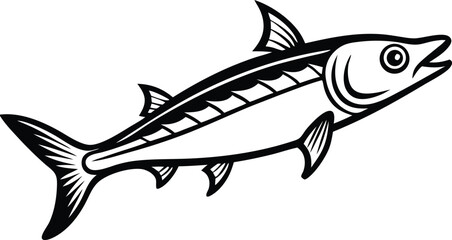 Barracuda Fish Line art Design with white background
