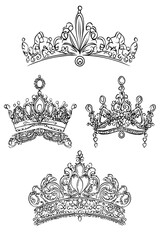 Collection of Twinkling tiaras coloring book vector designs, Twinkling tiaras vector graphic