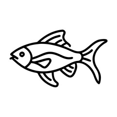 otocinclus fish vector icon, simple black outline line icon of otocinclus fish, aquarium fish vector line art icon