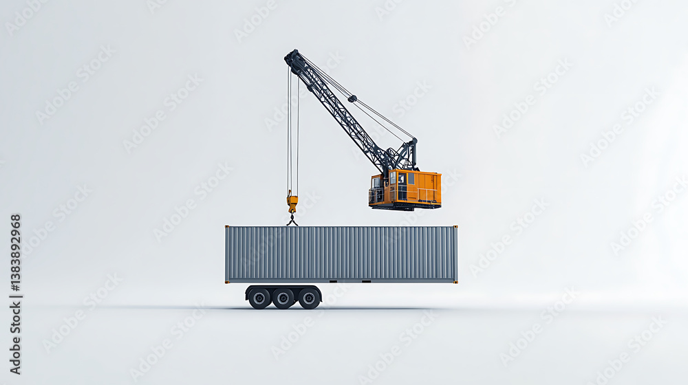 Poster 3d rendering of a shipping container isolated on white background