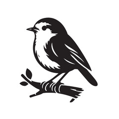 Black bird silhouette vector art on winter branch