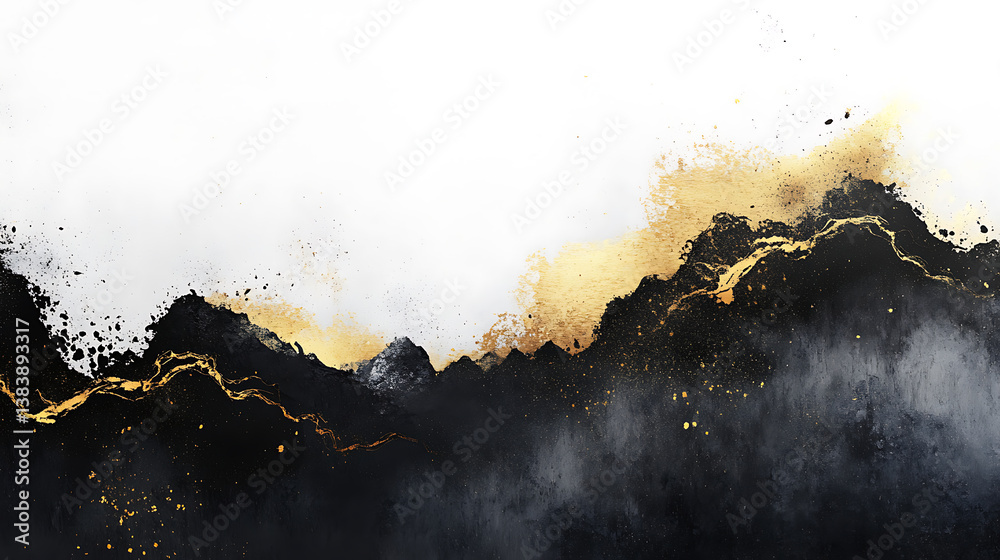 Poster abstract art of dust clouds of sand in motion on a black background