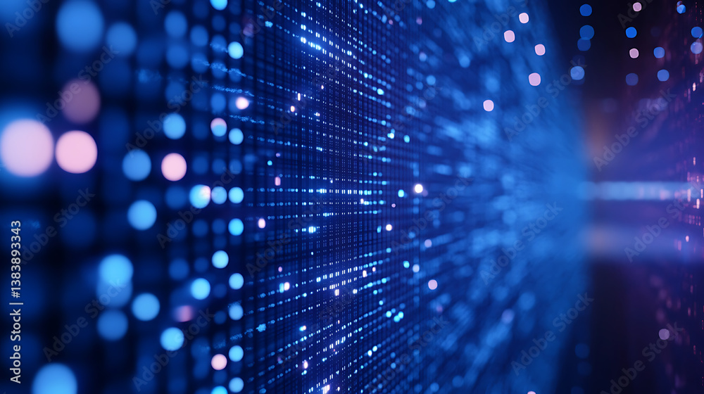 Poster A background with blue squares and white dots, arranged in a grid pattern on the screen