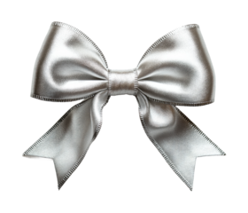 Elegant silver bow decoration isolated isolated on transparent background, png
