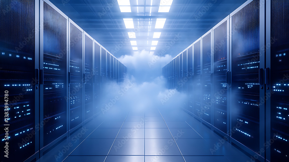 Poster A cloud security concept image representing a secure and protected cloud computing infrastructure symbolizing the safety and reliability of data storage and sharing in the digital era