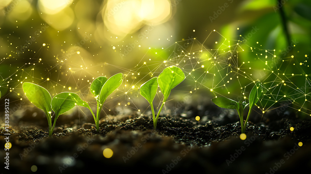 Poster A conceptual image illustrating the interconnectedness of global networks, emphasizing the importance of nurturing and protecting the environment for future generations