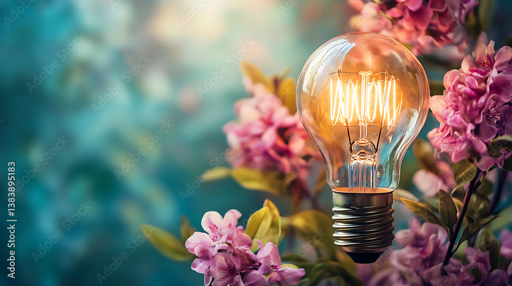 Poster A conceptual image showcasing a light bulb as a metaphor for a creative and innovative idea, symbolizing a new breakthrough and the process of brainstorming outside the conventional boundaries