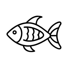 rainbowfish vector icon, simple black outline line icon of rainbowfish, aquarium fish vector line art icon
