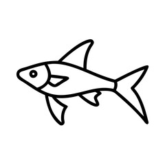 swordtail fish vector icon, simple black outline line icon of swordtail fish, aquarium fish vector line art icon