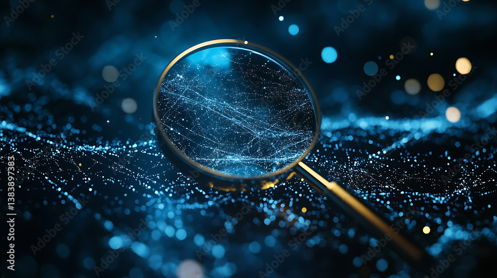 Poster a magnifying glass over an icon of dna, representing the detailed study and understanding of pattern